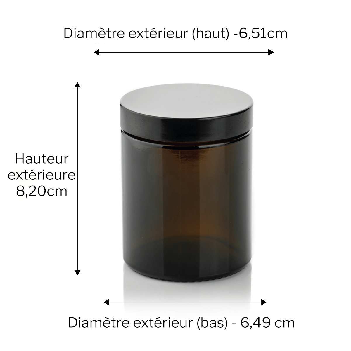 Pot en verre ambre pour bougies de 150g avec couvercle