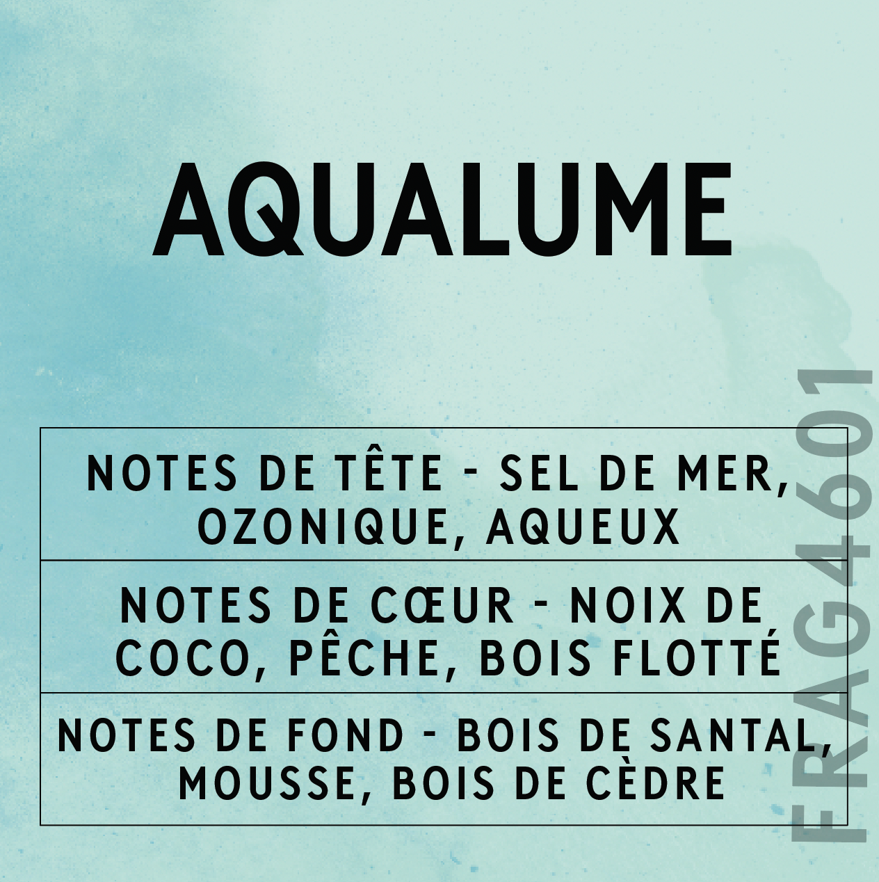 Carte olfactive du parfum AquaLume De Candle Shack avec ses notes olfactives